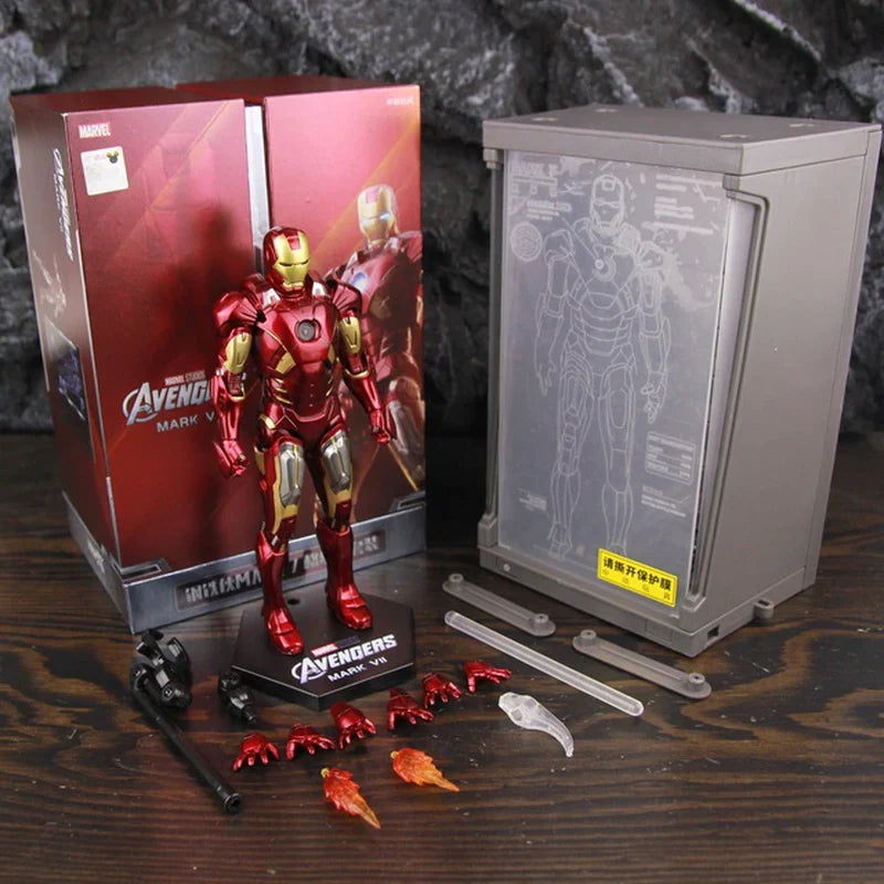 Hologram Hall of Armour Marvel Iron Man Action Figure LED Display Tony Stark Legends