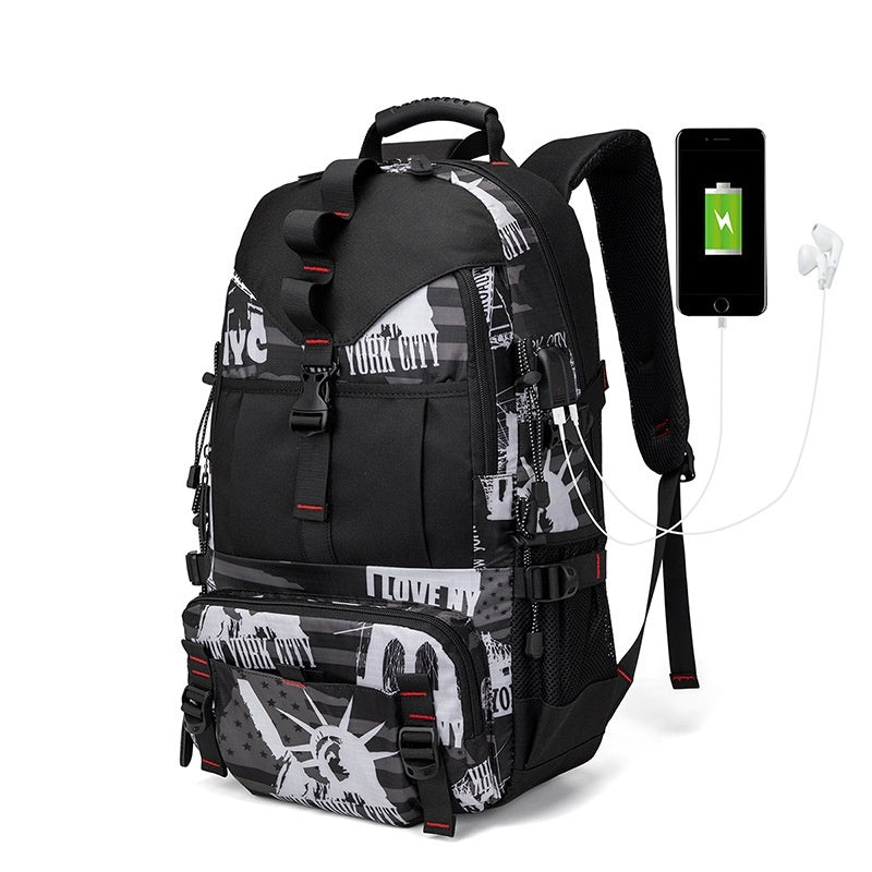Large 60L Tactical Hiking Backpack for Men – Waterproof Oxford Cloth Military Rucksack with USB Charging Port, Anti-Theft Design & Multiple Compartments