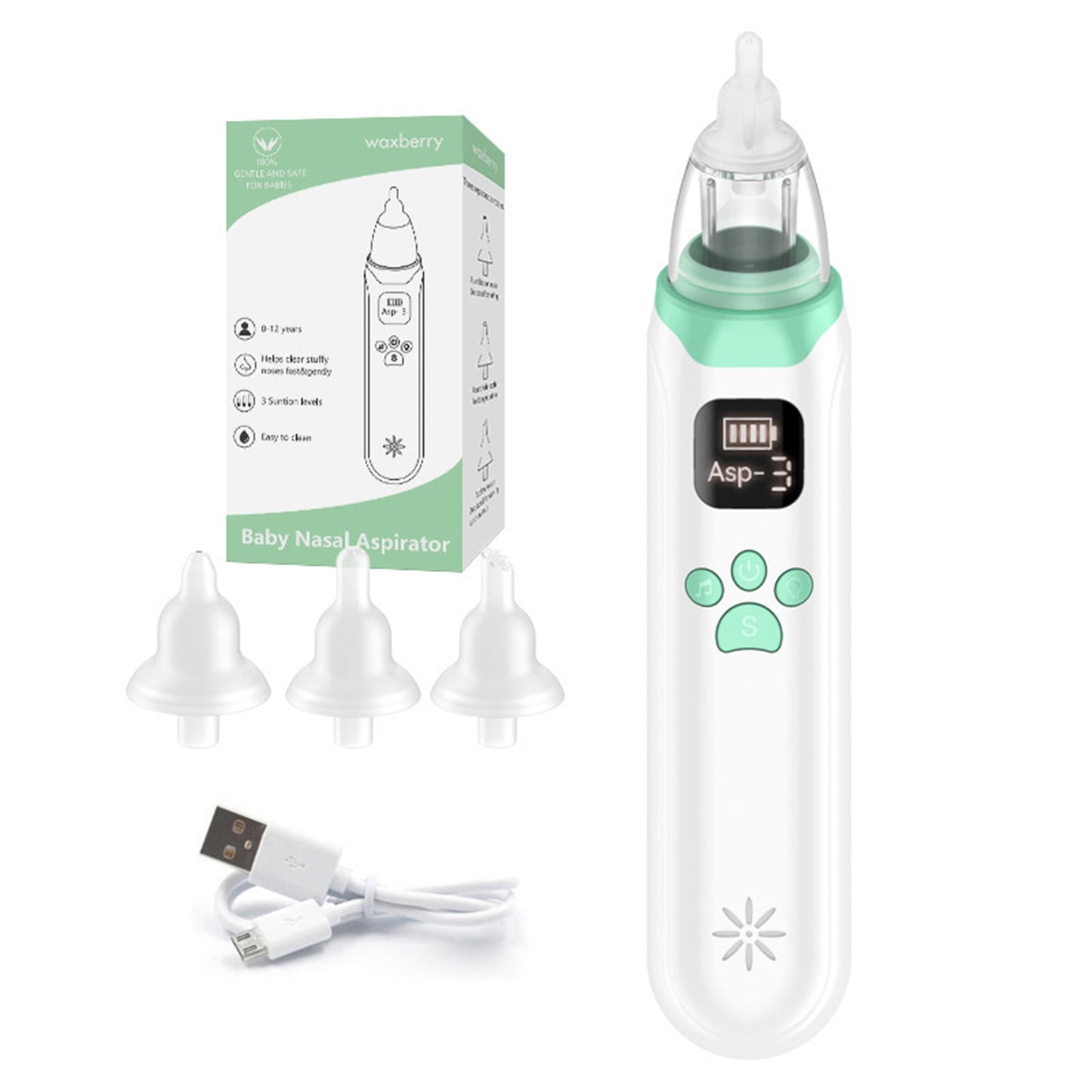 Baby Nasal Aspirator with 3 Level Suction and Music, Kids Infants Nose Suction