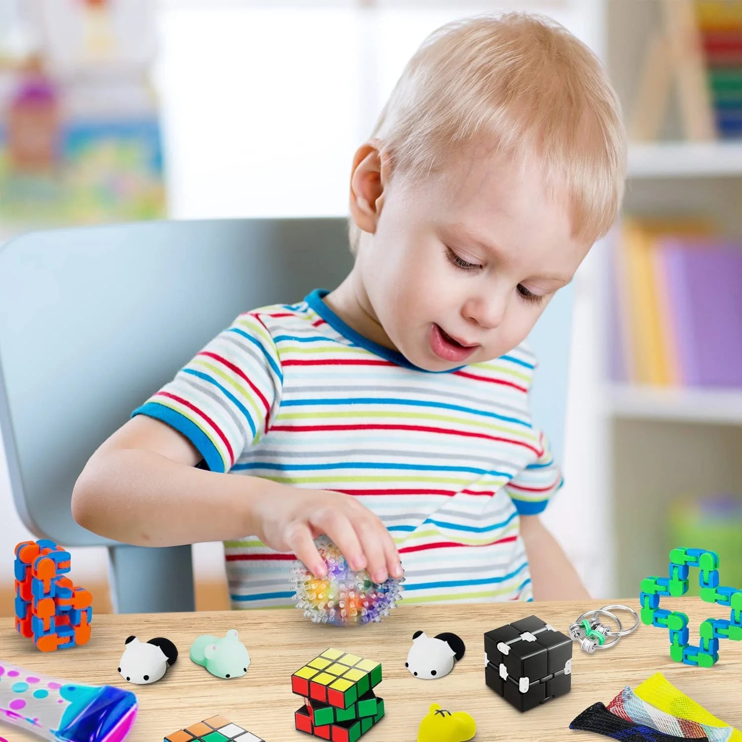 (42 Pcs) Fidget Toys Pack, Party Favors Carnival Treasure Classroom Prizes Small Mini Bulk Sensory Figit Toys Set for Boys Girls Kids Adults