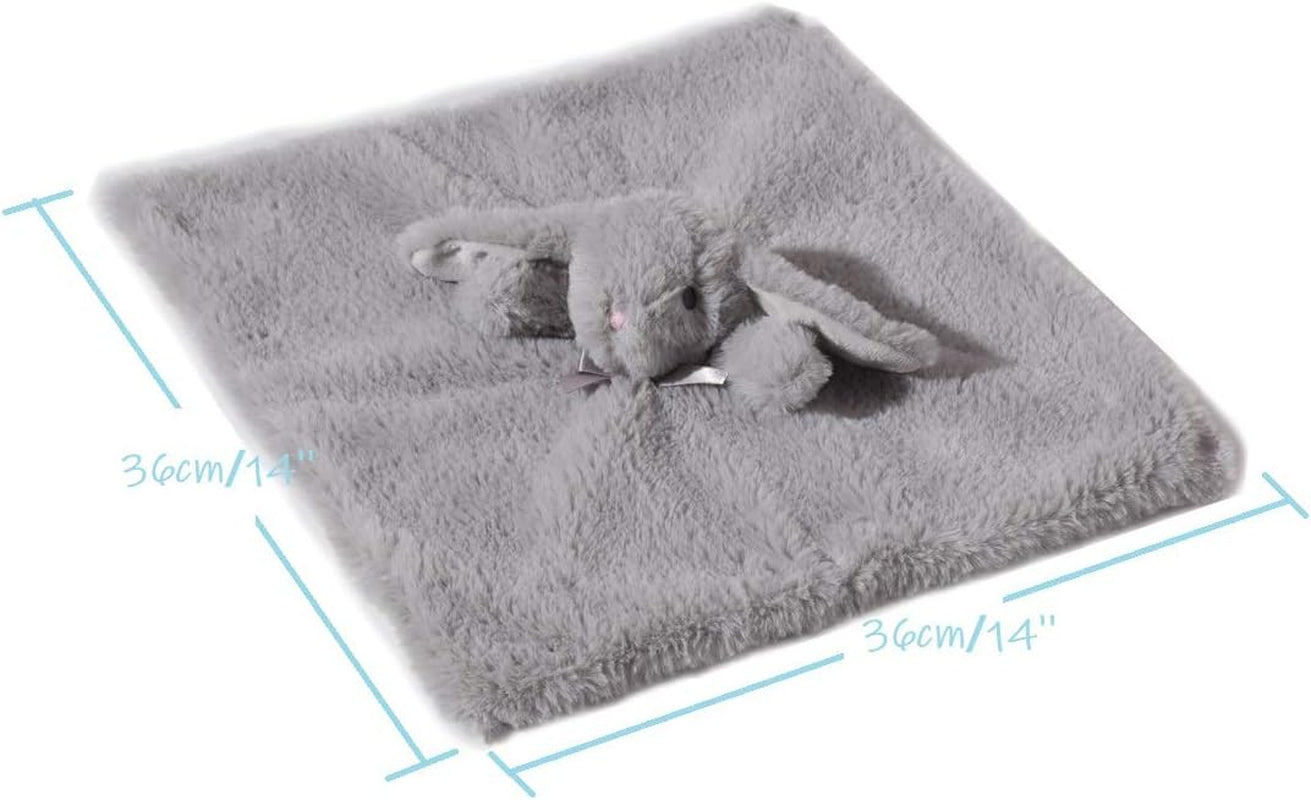 Cozy Plush Baby Security Blanket Loveys for Baby Boys and Girls, Faux Fur Front + Mink Backing with Animal Face (Grey Bunny)