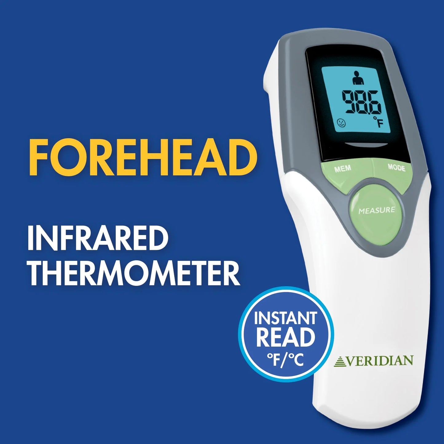 Healthcare Forehead Infrared Thermometer, 1-Second Readout, Hygienic, Whole Family Care