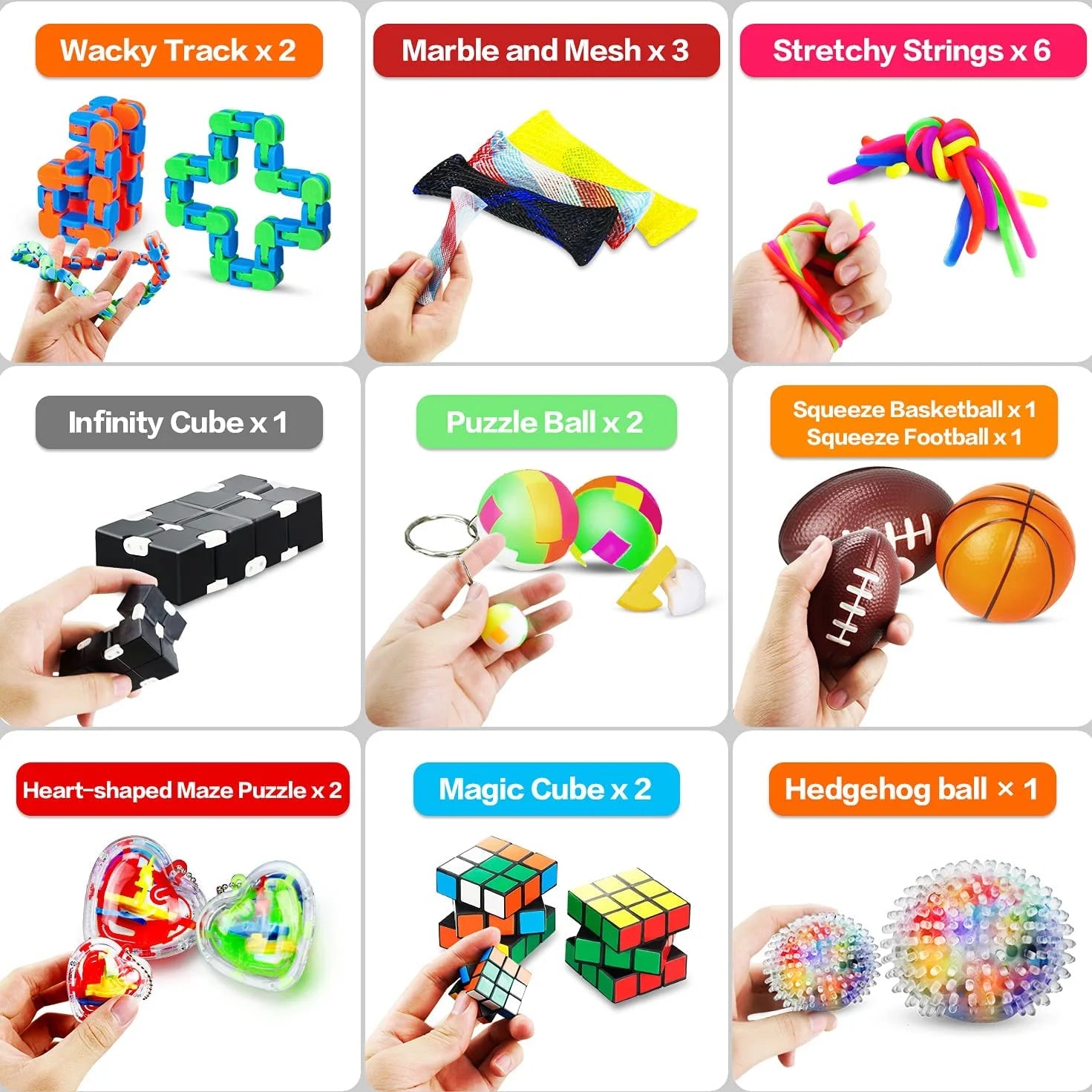 (42 Pcs) Fidget Toys Pack, Party Favors Carnival Treasure Classroom Prizes Small Mini Bulk Sensory Figit Toys Set for Boys Girls Kids Adults