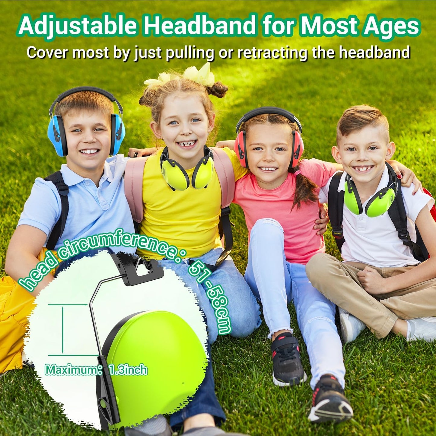 Ear Muffs for Noise Reduction: 27.4SNR Noise Cancelling Headphones for Kids Adults, EM100 Adjustable Hearing Protection Earmuffs for Monster Jam, Autism Sensory, Concerts, Fireworks