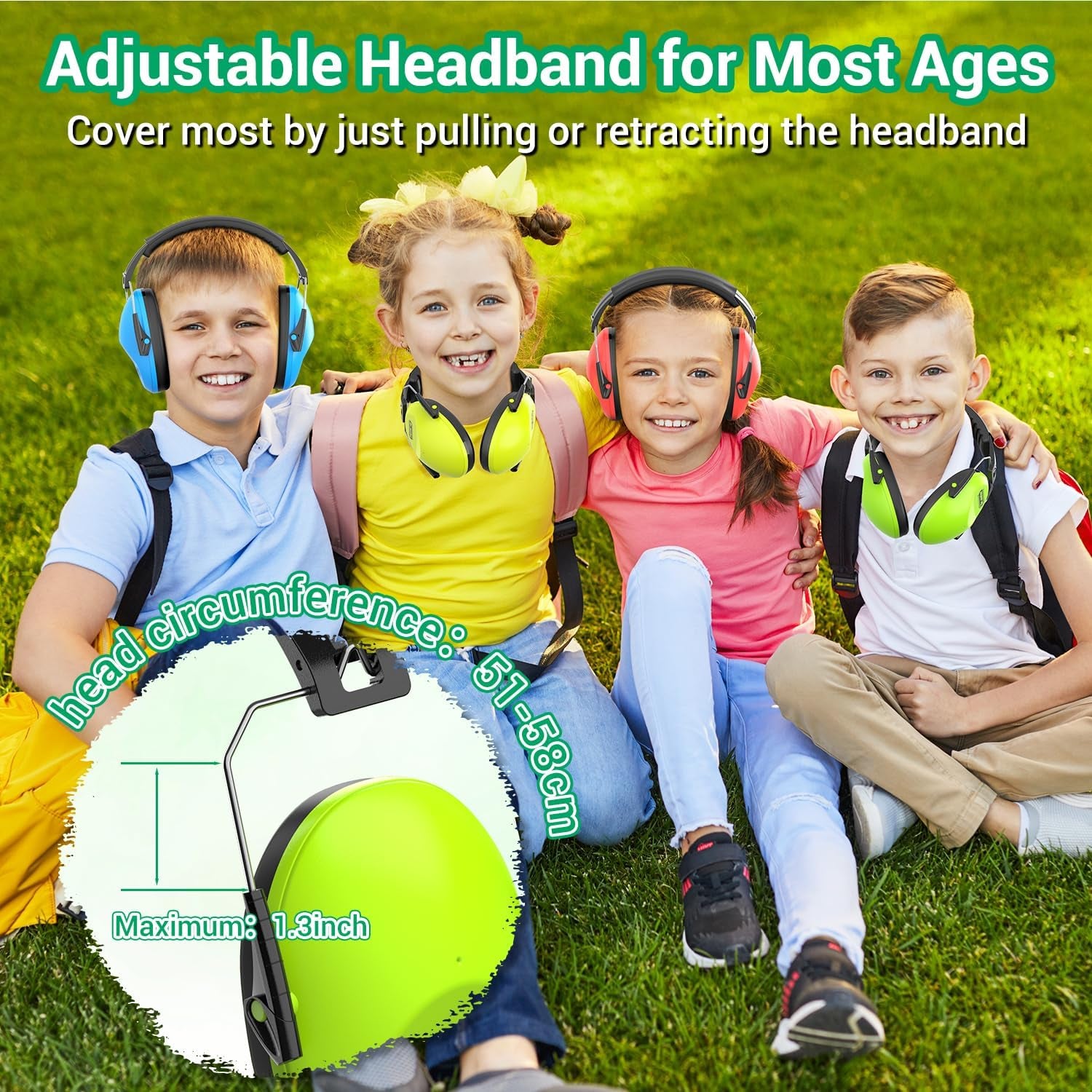 Ear Muffs for Noise Reduction: 27.4SNR Noise Cancelling Headphones for Kids Adults, EM100 Adjustable Hearing Protection Earmuffs for Monster Jam, Autism Sensory, Concerts, Fireworks