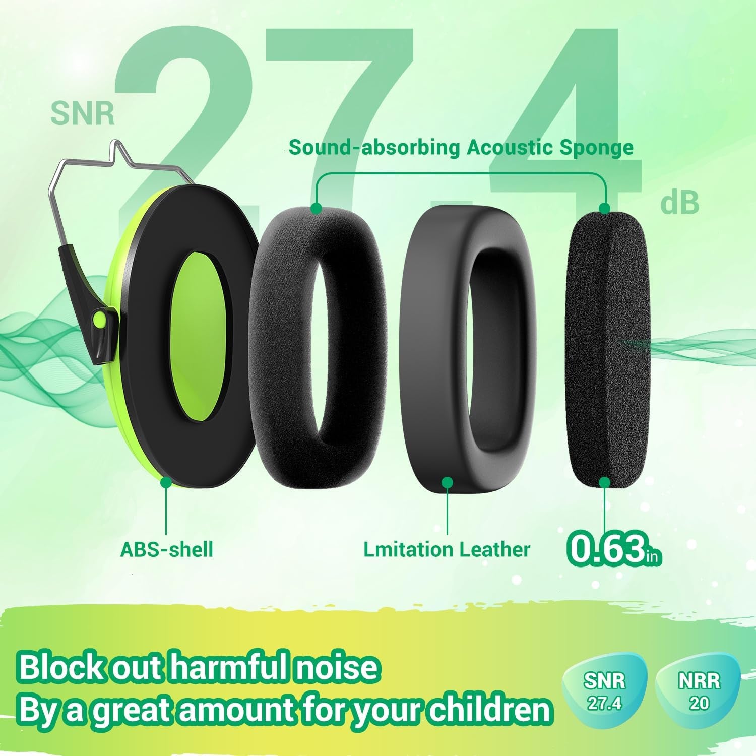 Ear Muffs for Noise Reduction: 27.4SNR Noise Cancelling Headphones for Kids Adults, EM100 Adjustable Hearing Protection Earmuffs for Monster Jam, Autism Sensory, Concerts, Fireworks