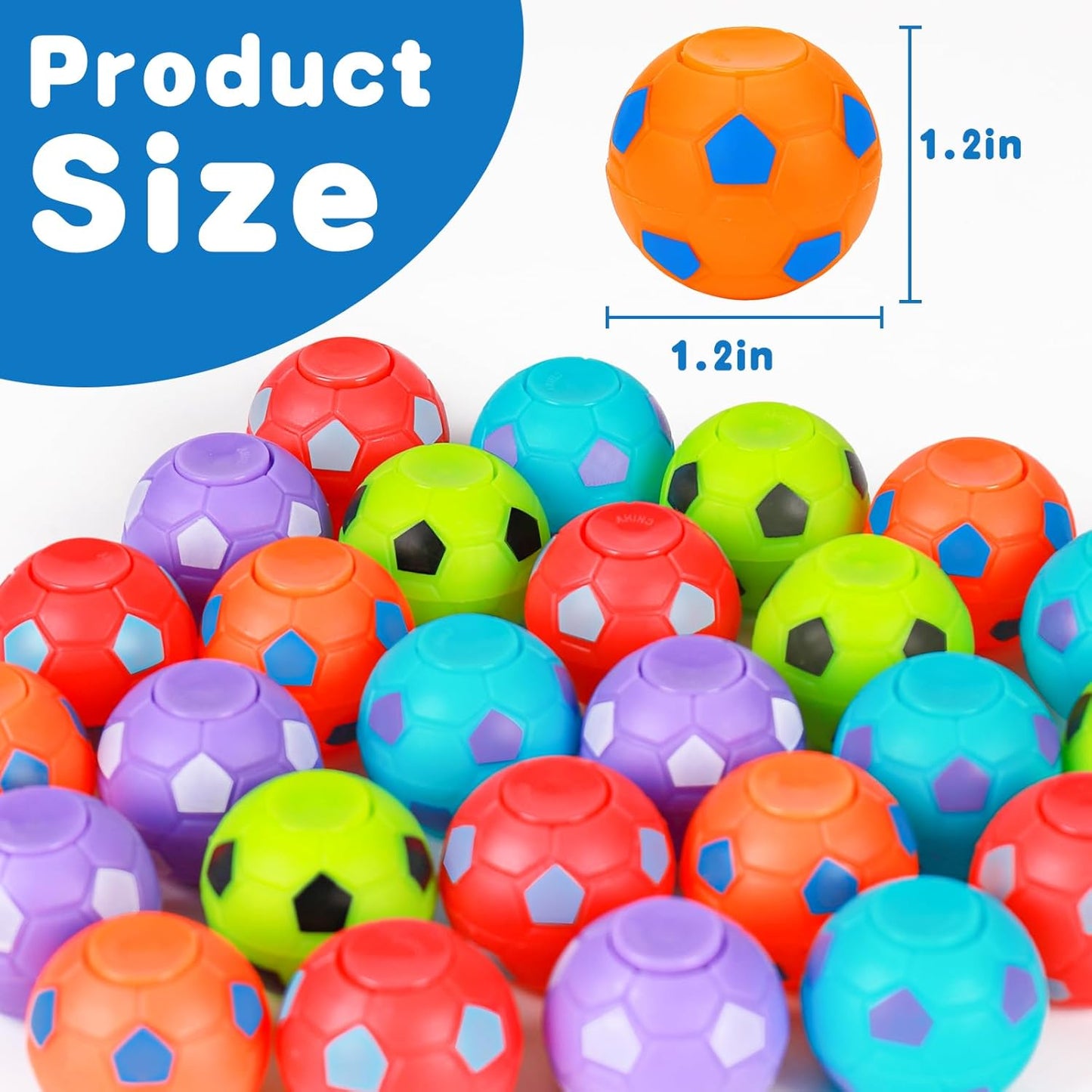 32PCS Fidget Spinner Soccer Balls Sports Birthday Party Favors Bulk for Kids 4-8