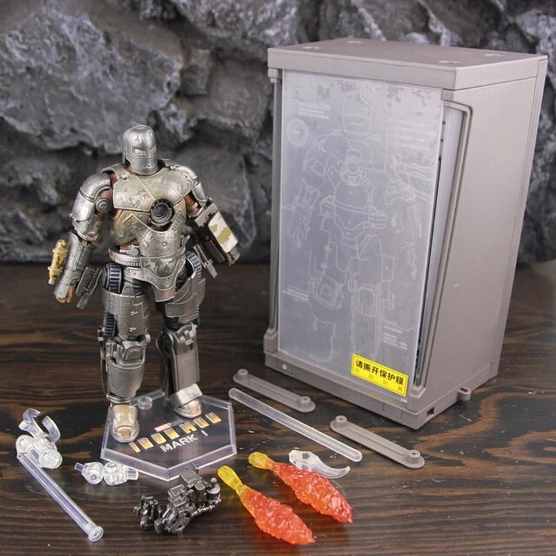 Hologram Hall of Armour Marvel Iron Man Action Figure LED Display Tony Stark Legends