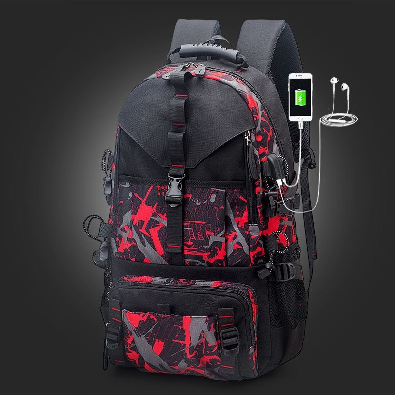 Large 60L Tactical Hiking Backpack for Men – Waterproof Oxford Cloth Military Rucksack with USB Charging Port, Anti-Theft Design & Multiple Compartments