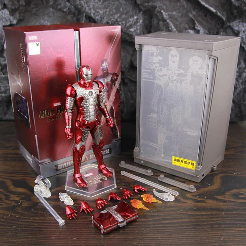 Hologram Hall of Armour Marvel Iron Man Action Figure LED Display Tony Stark Legends
