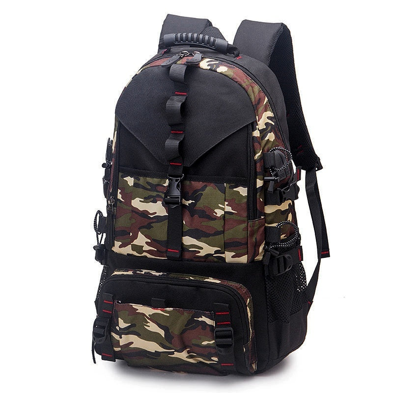 Large 60L Tactical Hiking Backpack for Men – Waterproof Oxford Cloth Military Rucksack with USB Charging Port, Anti-Theft Design & Multiple Compartments