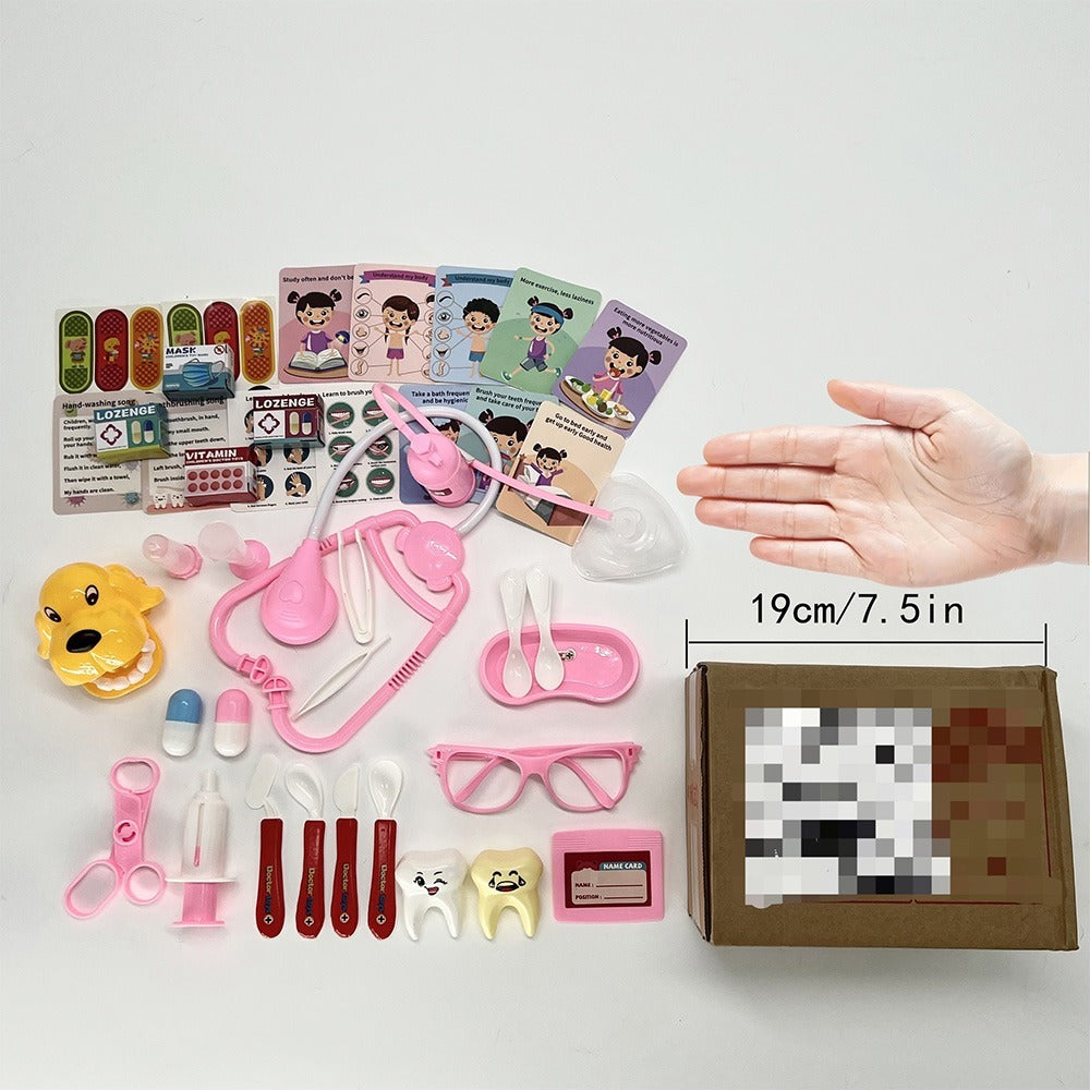 46PCS Kids Doctor Play Set Pretend Medical Kit With Stethoscope Syringe Dental Tools Nurse Accessories For Boys And Girls