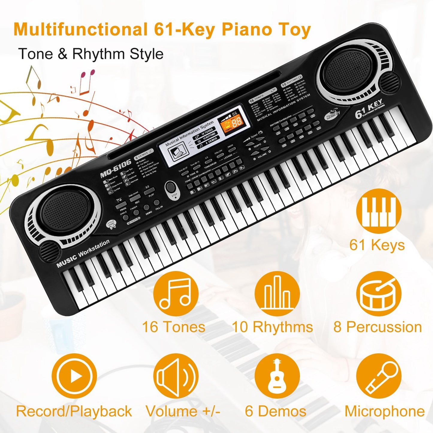 61 Keys Digital Music Electronic Keyboard Electric Piano