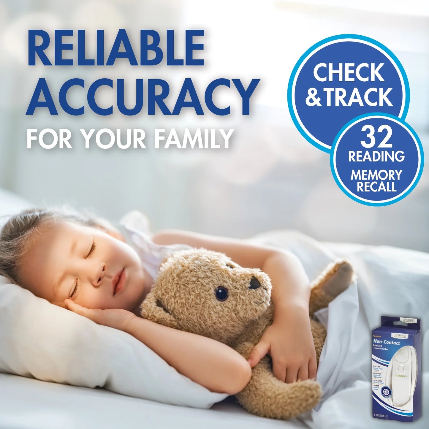 Infrared Non-Contact Forehead Thermometer, 1-Second Readout, Positioning Sensor