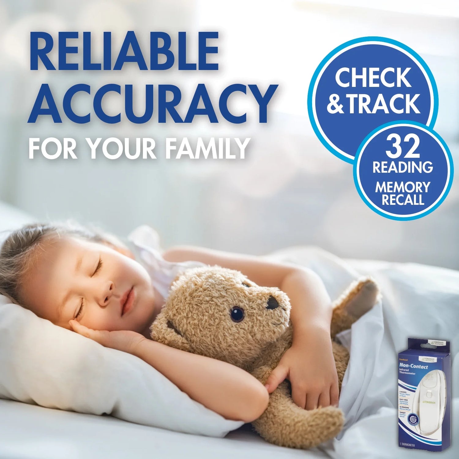 Infrared Non-Contact Forehead Thermometer, 1-Second Readout, Positioning Sensor