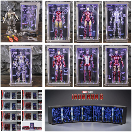 Hologram Hall of Armour Marvel Iron Man Action Figure LED Display Tony Stark Legends