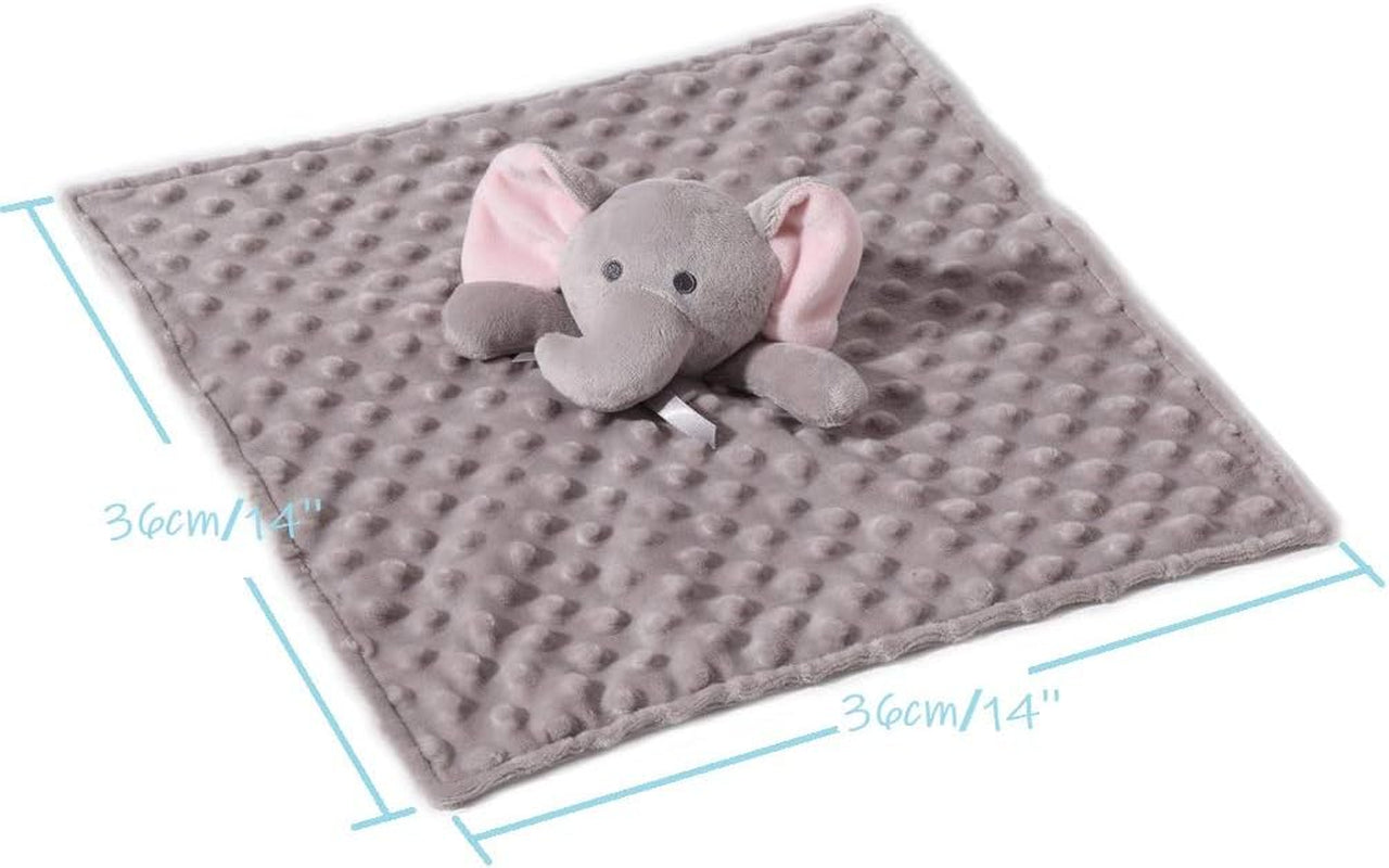 Cozy Plush Baby Security Blanket Loveys for Baby Boys and Girls, Minky Dot Front + Sherpa Backing with Animal Face (Grey Elephant)