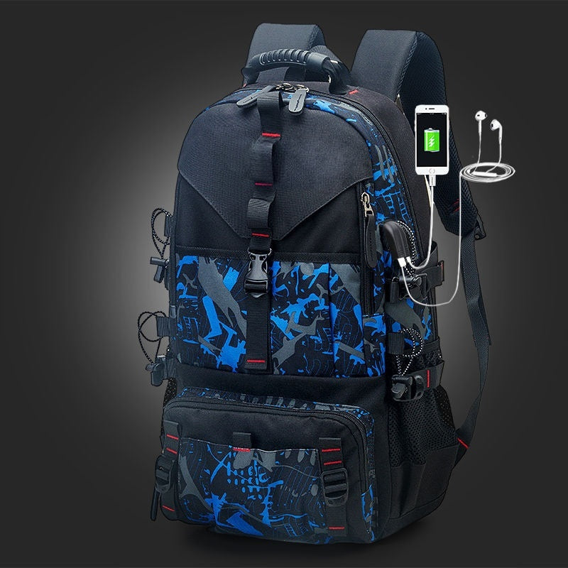 Large 60L Tactical Hiking Backpack for Men – Waterproof Oxford Cloth Military Rucksack with USB Charging Port, Anti-Theft Design & Multiple Compartments