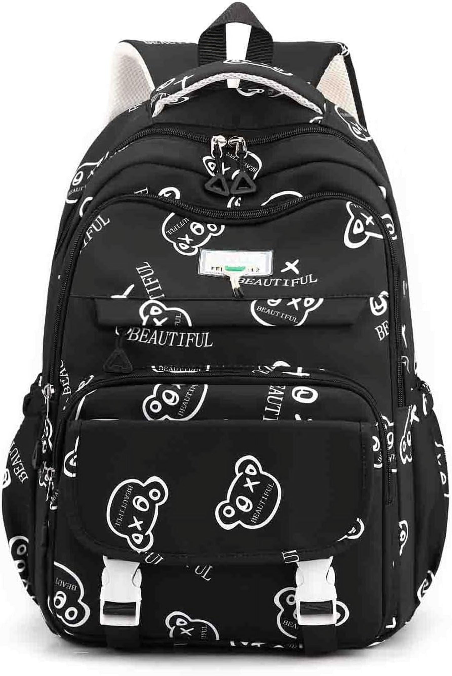 Cute Graffiti Backpack Cartoon Manga Pattern Backpack Men'S and Women'S Fashion Travel Backpack (Green)