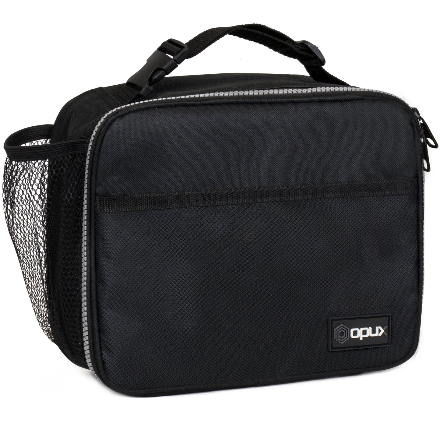 Insulated Lunch Bag Kids, Lunch Box for School Boy Girl, Leakproof Small Reusable Compact Soft Mini Cooler Bag, Toddler Small Lunch Boxes Kit Pail with Front Side Pockets (Black)