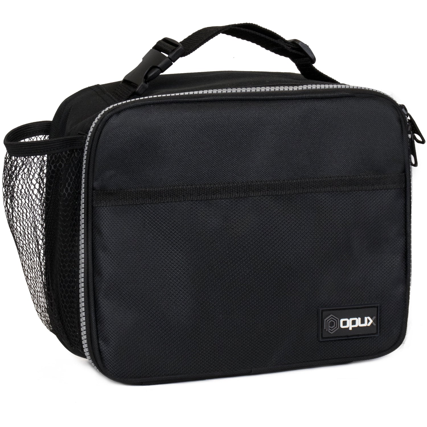 Insulated Lunch Bag Kids, Lunch Box for School Boy Girl, Leakproof Small Reusable Compact Soft Mini Cooler Bag, Toddler Small Lunch Boxes Kit Pail with Front Side Pockets (Black)