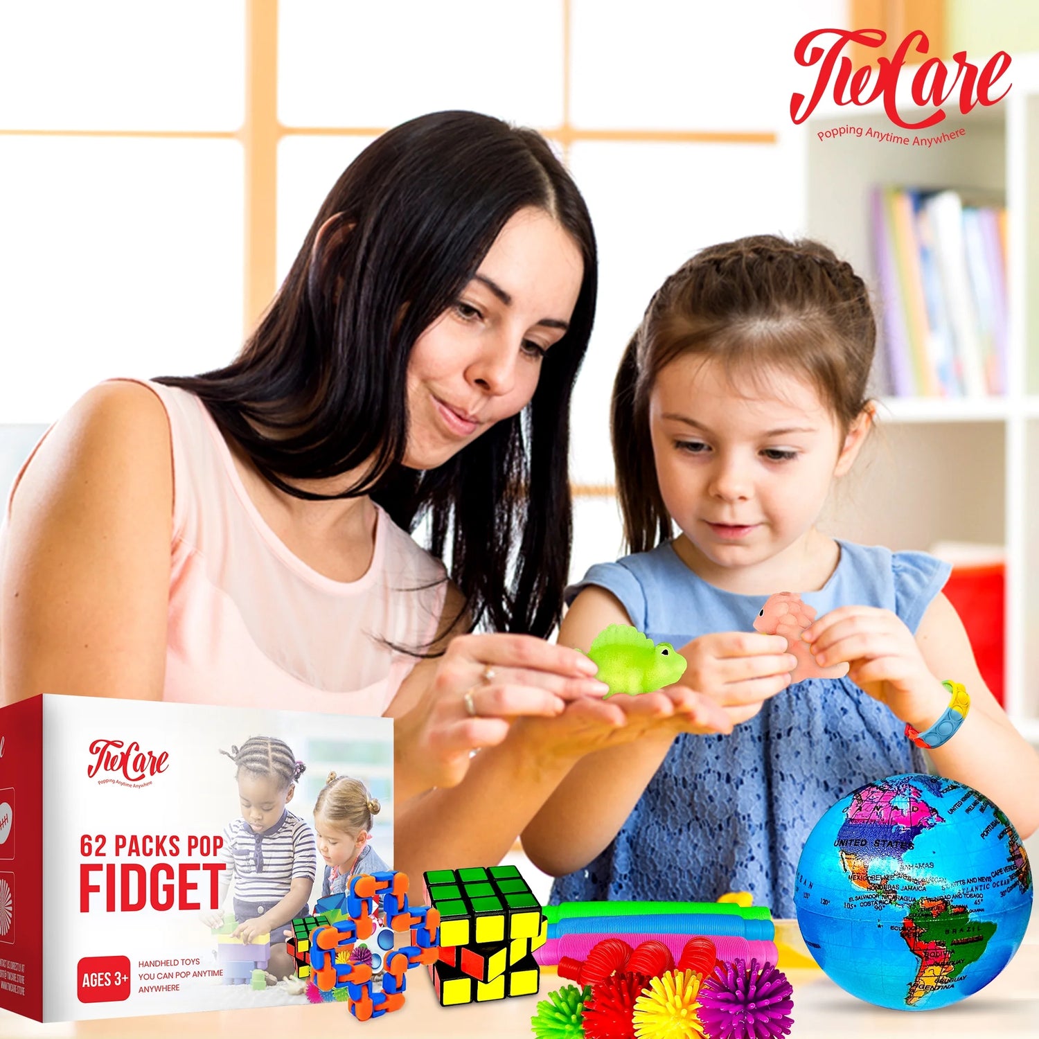 (62 Pcs) 2023 Upgraded Fidget Toys Party Favors Gifts for Kids Adults Autism Stress Relief Stocking Stuffers Sensory Pop It Autistic Pack Bulk Set Boys Girls Goodie Bag Treasure Box Classroom Prizes