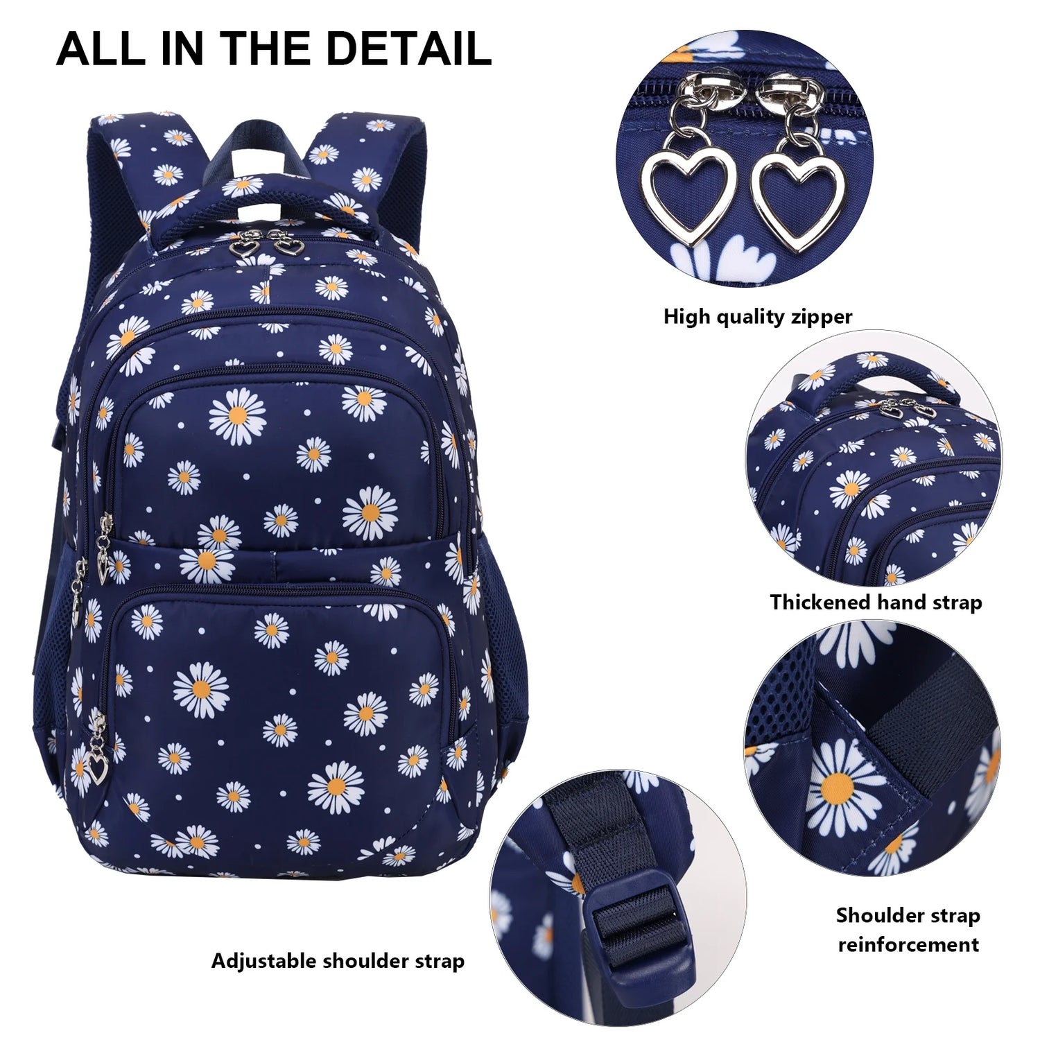 Forestfish Purple Daisy School Backpacks Set for Teen with Lunch Bag Water Resistant Lightweight Large Books Bag