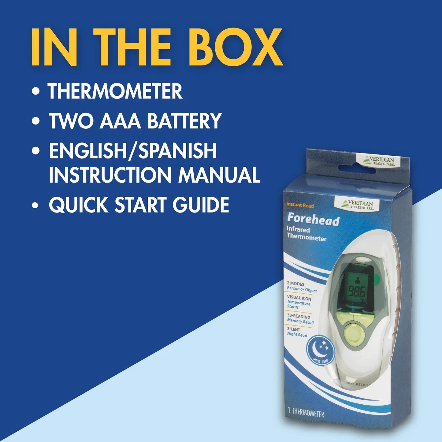 Healthcare Forehead Infrared Thermometer, 1-Second Readout, Hygienic, Whole Family Care