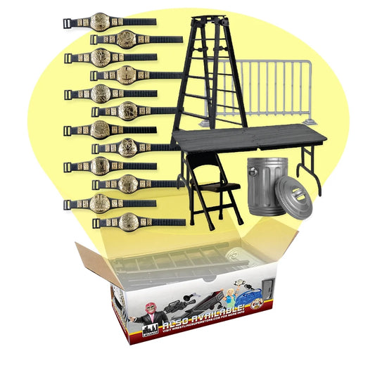 Set of 12 Championship Figure Belts & 5 Accessories for WWE & AEW Wrestling Action Figures