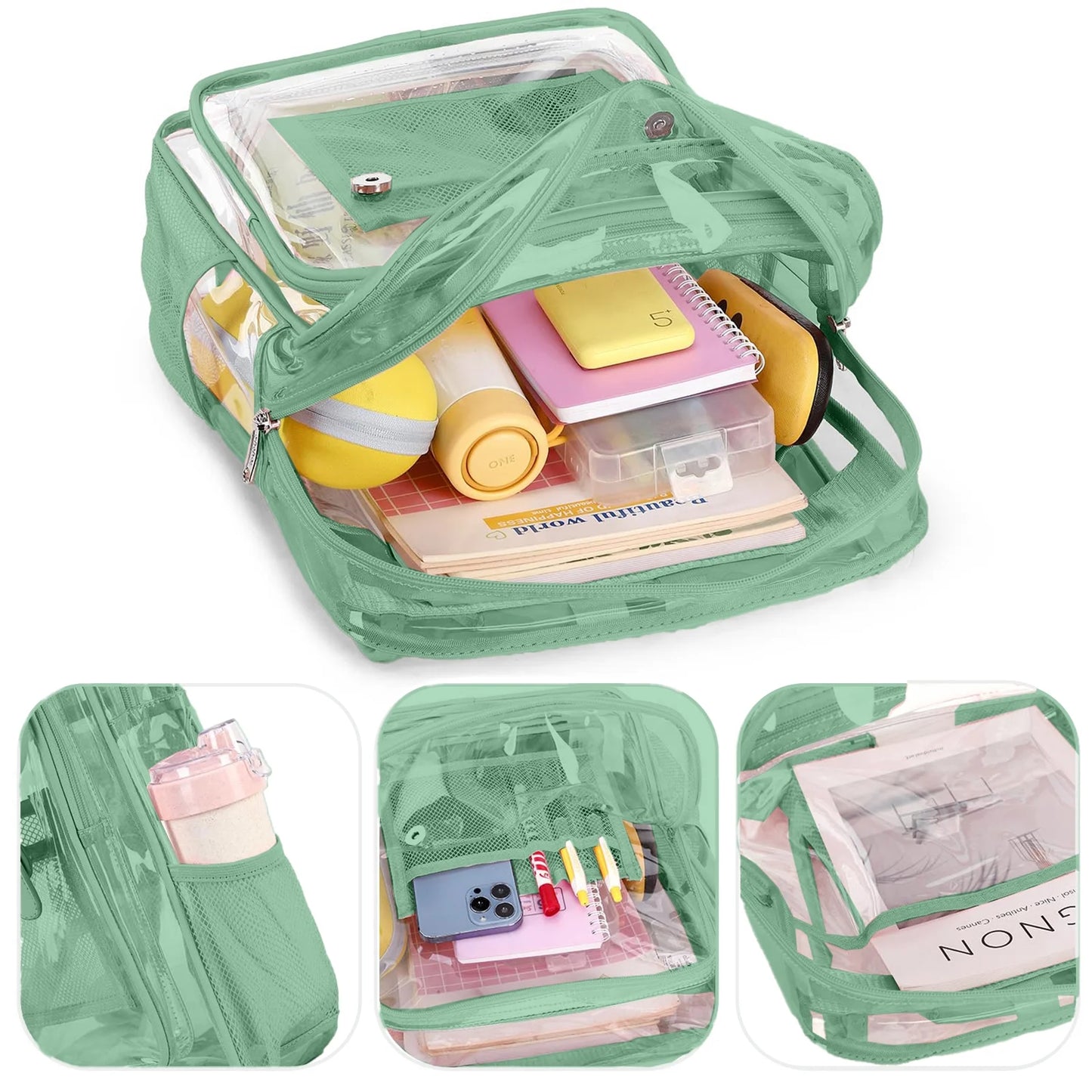 Clear Backpack for School Stadium Approved, Girlish Backpacks Heavy Duty Waterproof PVC Transparent Bookbag, Quick Security Check, Cute See through Bag Fits 15.6" Laptop