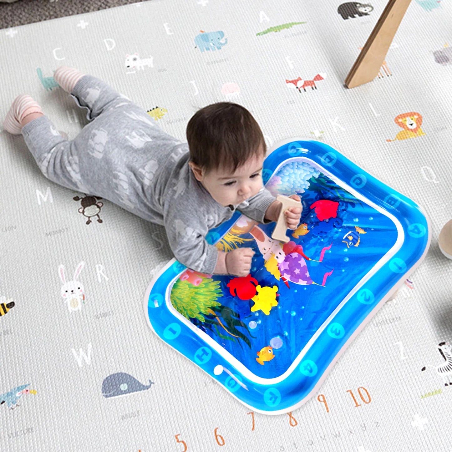 Inflatable Baby Water Mat Infants and Toddlers Tummy Time Mat Toys for 3-24 Months (26×20In)