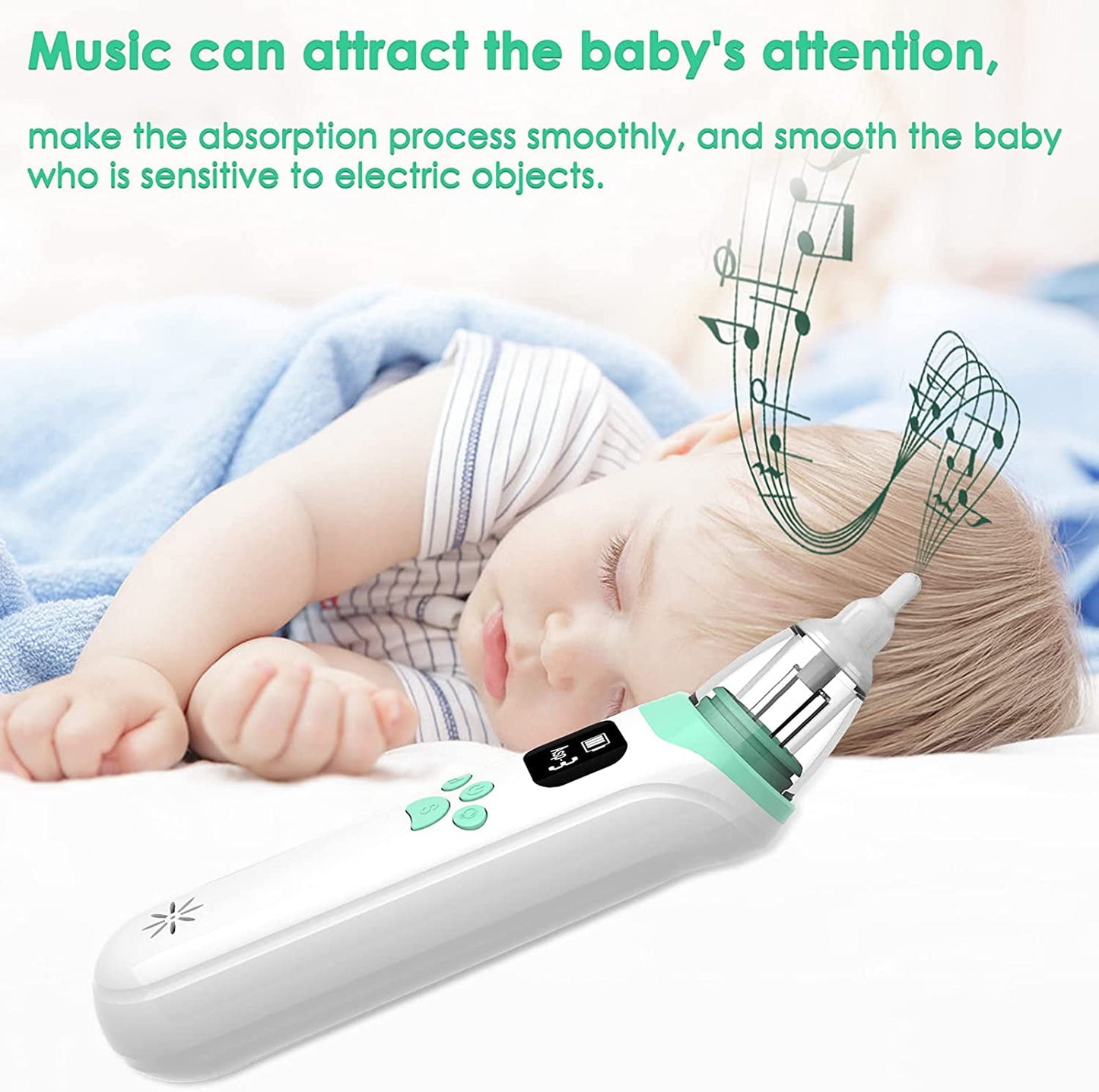 Baby Nasal Aspirator with 3 Level Suction and Music, Kids Infants Nose Suction
