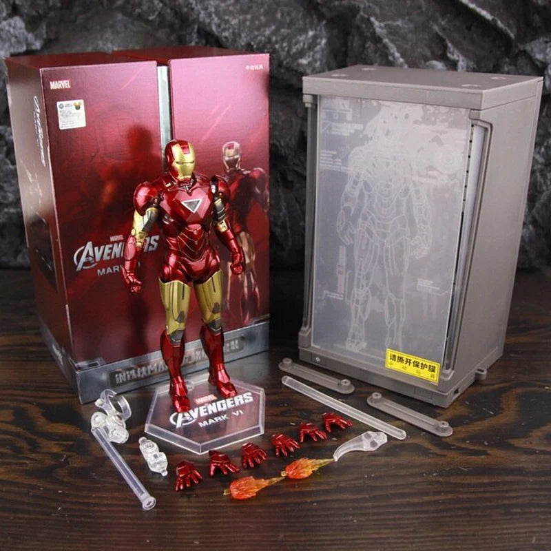 Hologram Hall of Armour Marvel Iron Man Action Figure LED Display Tony Stark Legends
