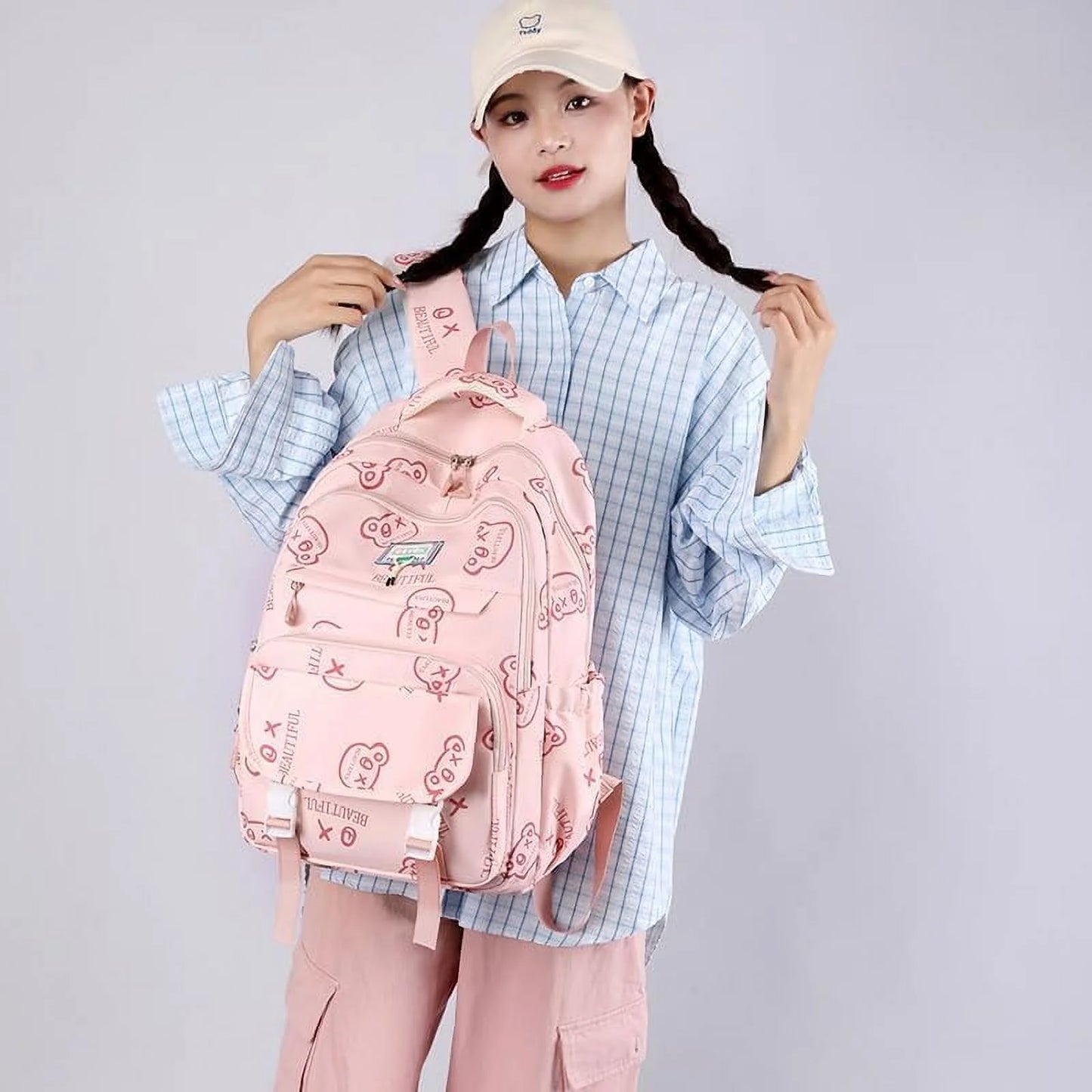 Cute Graffiti Backpack Cartoon Manga Pattern Backpack Men'S and Women'S Fashion Travel Backpack (Green)