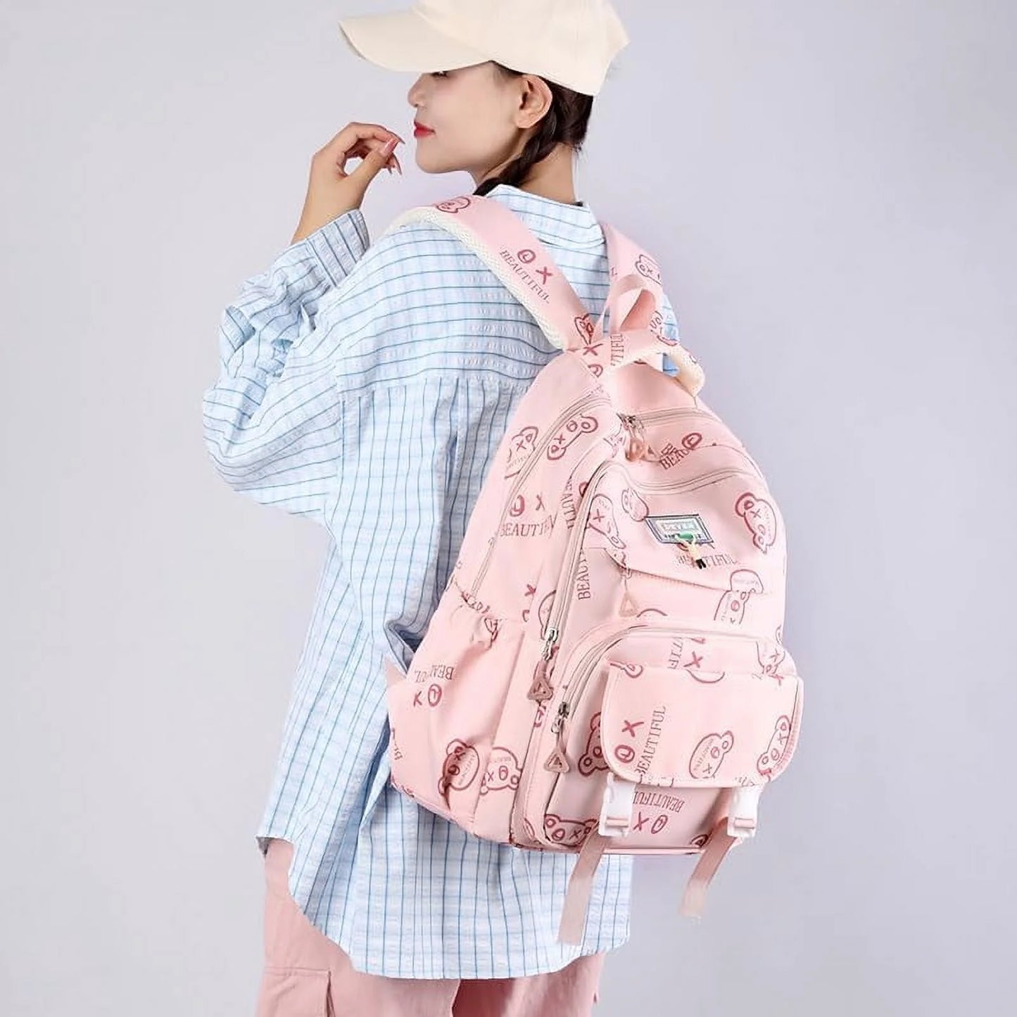 Cute Graffiti Backpack Cartoon Manga Pattern Backpack Men'S and Women'S Fashion Travel Backpack (Green)