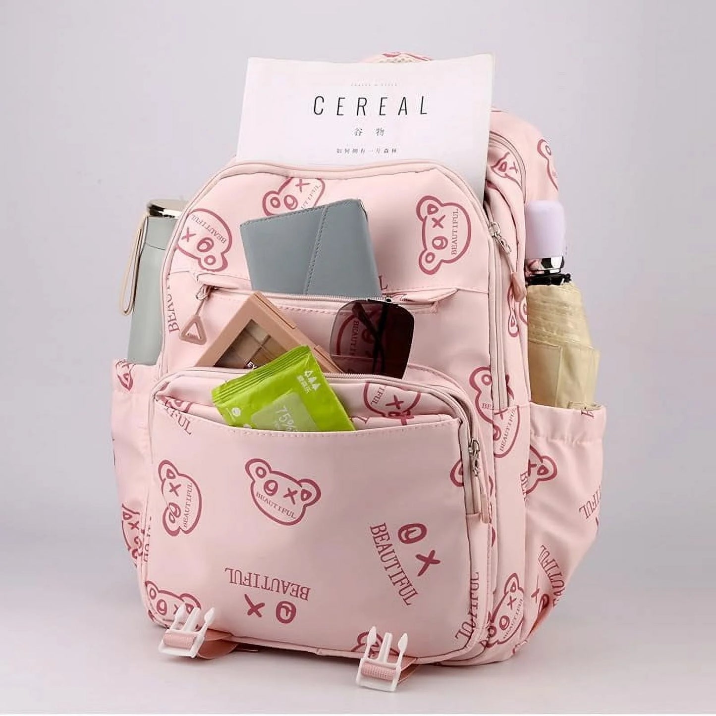 Cute Graffiti Backpack Cartoon Manga Pattern Backpack Men'S and Women'S Fashion Travel Backpack (Green)