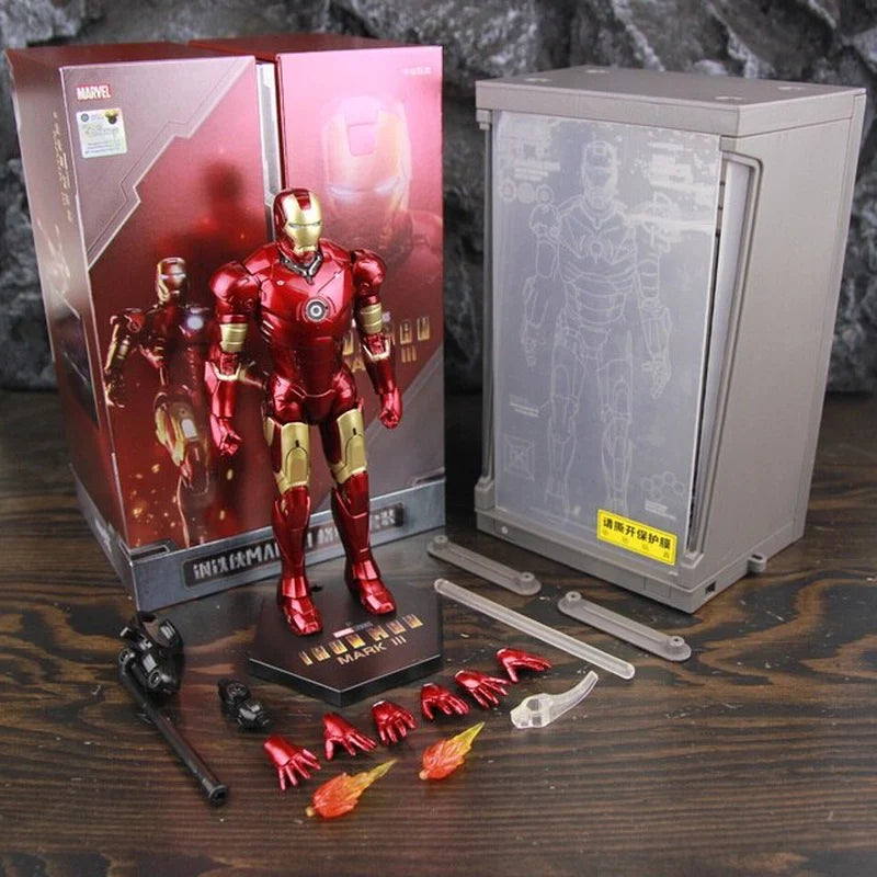 Hologram Hall of Armour Marvel Iron Man Action Figure LED Display Tony Stark Legends