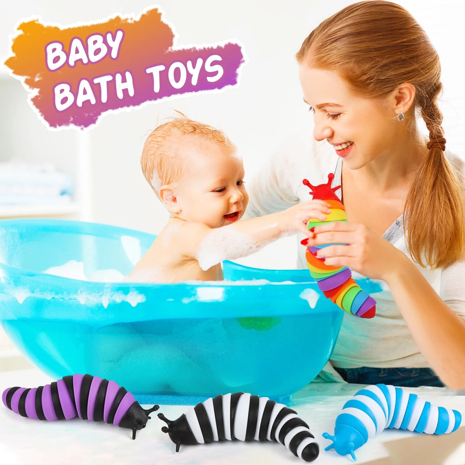 4 Pcs Fidget Toy Slug, Sensory Toys for Autistic Kids & Adults, 3D Articulated Slug Sensory Toys for Autism, Strength Exercise & Stress Relief