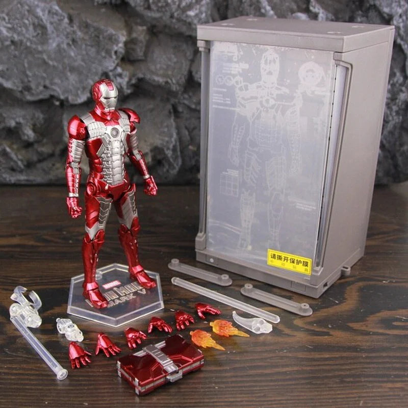 Hologram Hall of Armour Marvel Iron Man Action Figure LED Display Tony Stark Legends