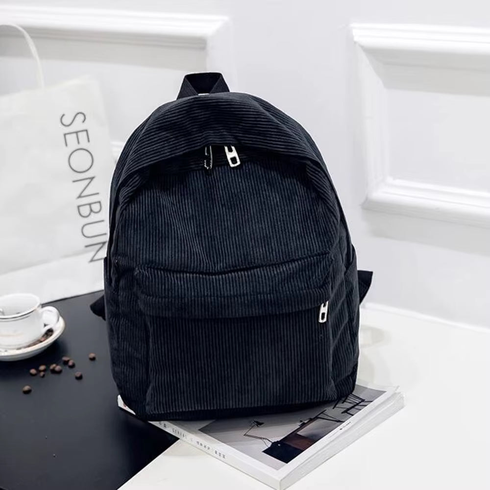 Pure Color Corduroy Backpack Fashion Women School Backpack Women Backpack Teenger Girl School Bags Female Bagpack
