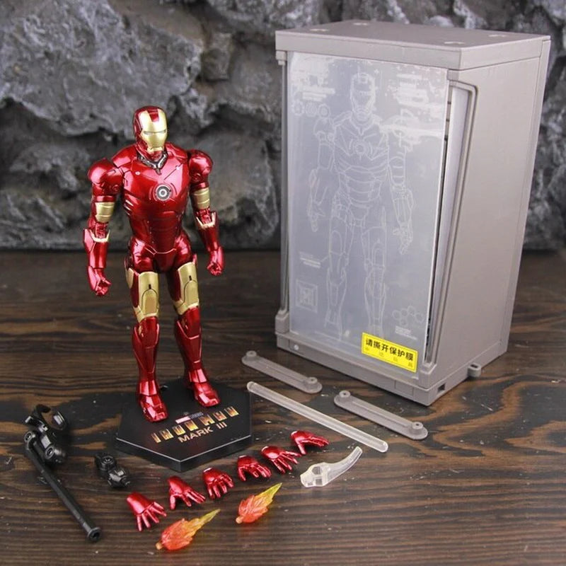 Hologram Hall of Armour Marvel Iron Man Action Figure LED Display Tony Stark Legends