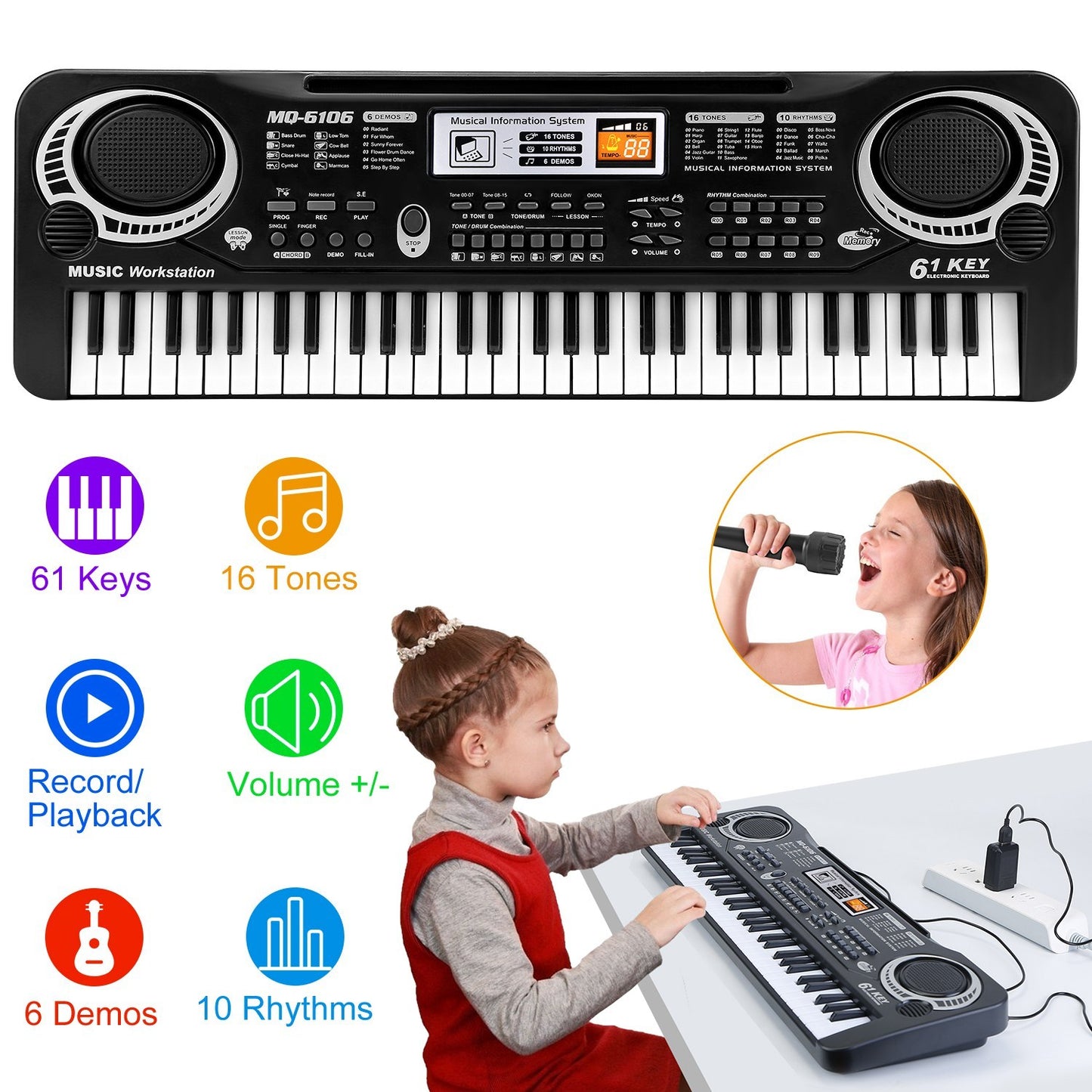 61 Keys Digital Music Electronic Keyboard Electric Piano